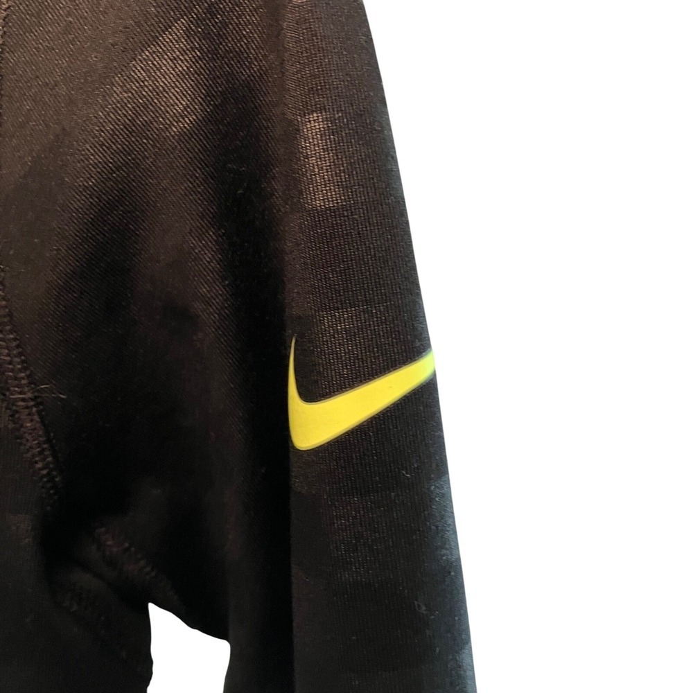 Nike Pro Warm Half Zip Long Sleeve Top Athletic Shirt Striped Black Yellow - Picture 3 of 7